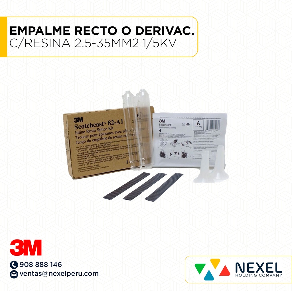 EMPALME RECTO O DERIVAC.C/RESINA 2.5-35MM2 1/5KV SCOTCHCAST 82-A1N 3M