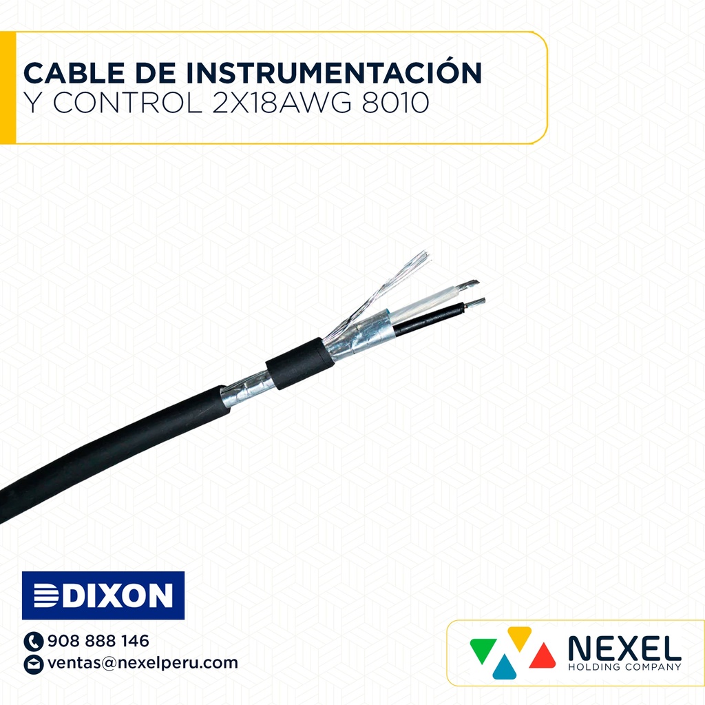 CABLE DE INSTRUMENTACIÓN Y CONTROL 2X18AWG DIXON 8010