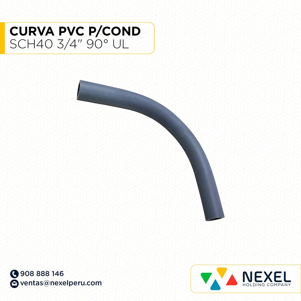CURVA PVC P/COND SCH40 3/4" 90° UL
