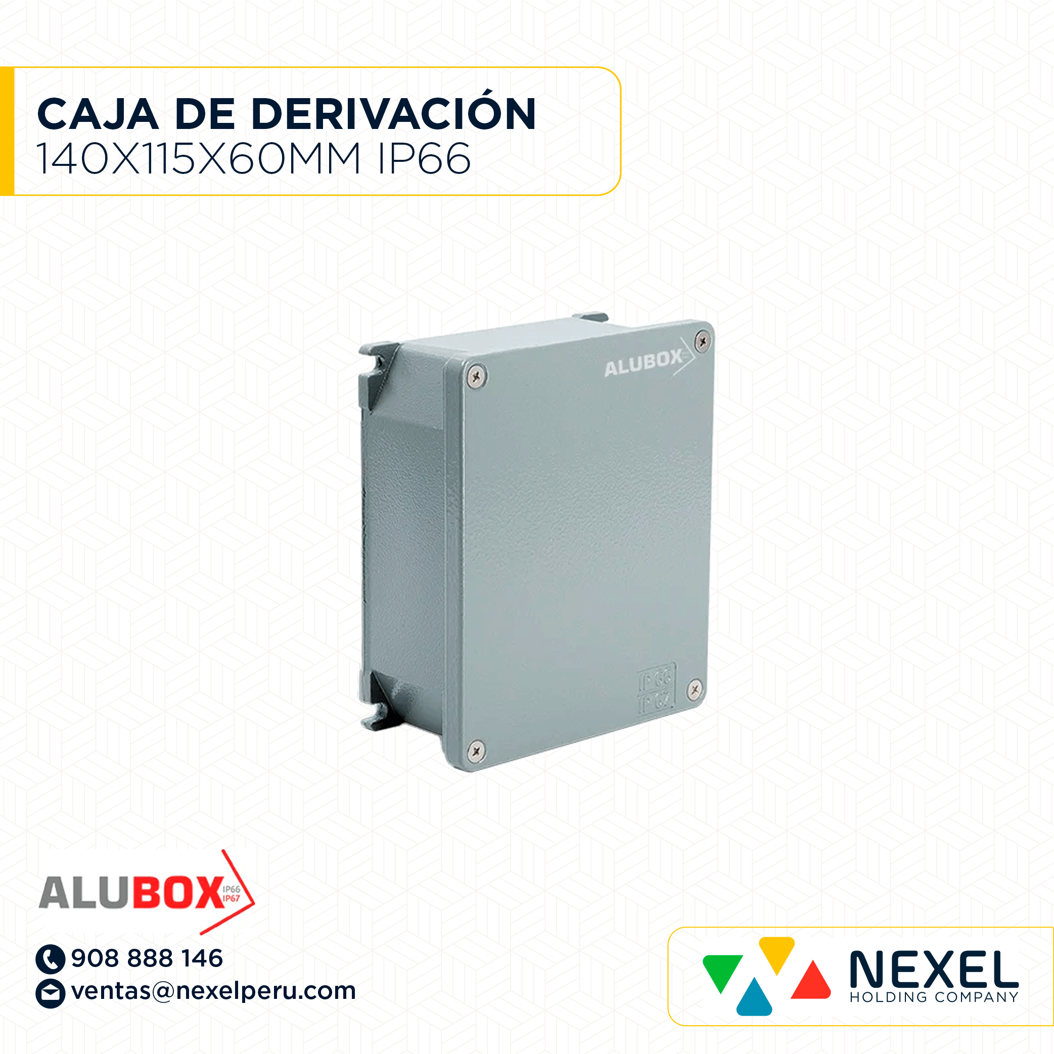 CAJA DE DERIVACIÓN DE ALUMINIO 140X115X60MM IP66 - IP67 (653.01) ALUBOX