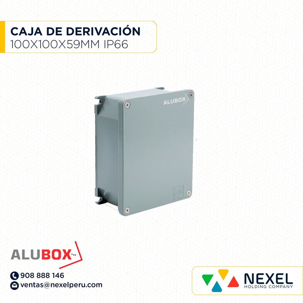 CAJA DE DERIVACIÓN DE ALUMINIO 100X100X59MM IP66 - 67 (653.00) ALUBOX