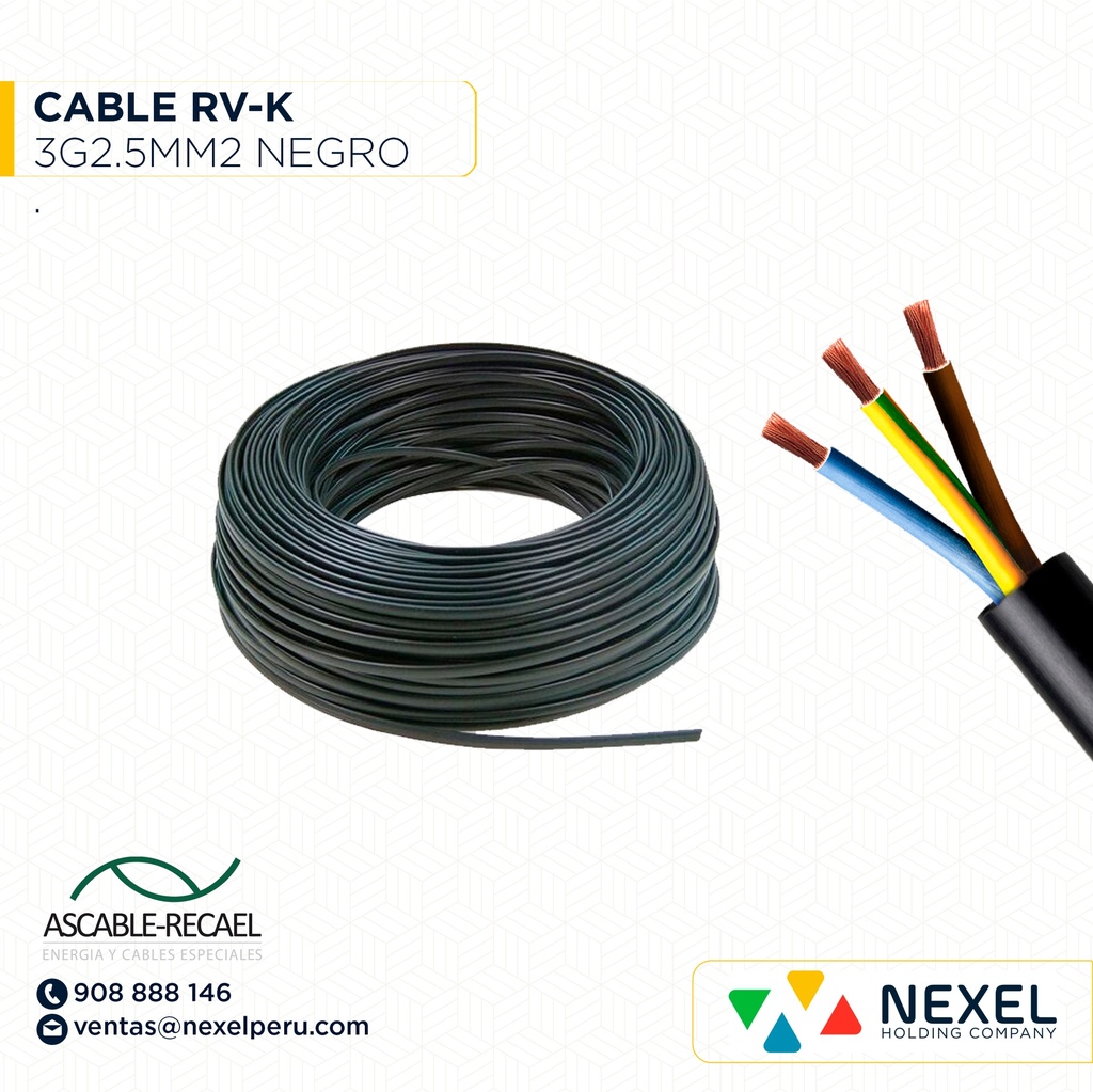 CABLE RZ1-K 0,6/1KV 3G2.5MM2 NEGRO ASCABLE