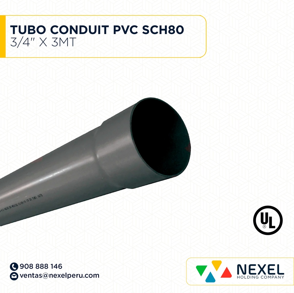 TUBO CONDUIT PVC SCH80 3/4" X 3MT