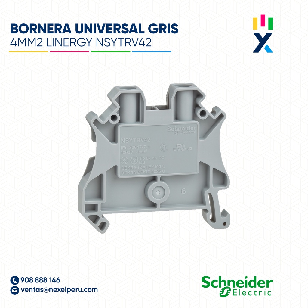 BORNERA CONEXION UNIVERSAL GRIS 4MM2 LINERGY NSYTRV42 SCHNEIDER ELECTRIC