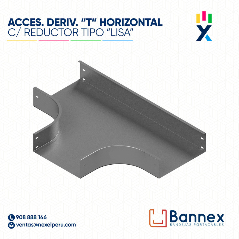 ACCES. DERIV. "T" HORIZONTAL C/ REDUCTOR  TIPO "LISA" 350x100MM 1.2MM S/TAPA INC. UNION BANNEX