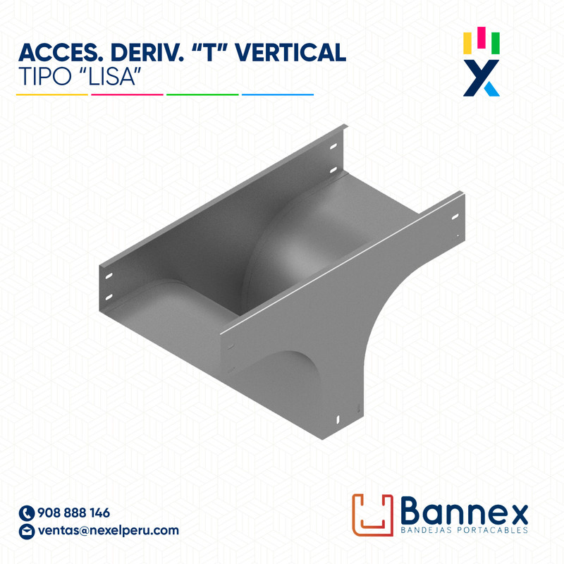 ACCES. DERIV. "T" VERTICAL  TIPO "LISA" 100x60MM 1.5MM C/TAPA INC. UNION BANNEX