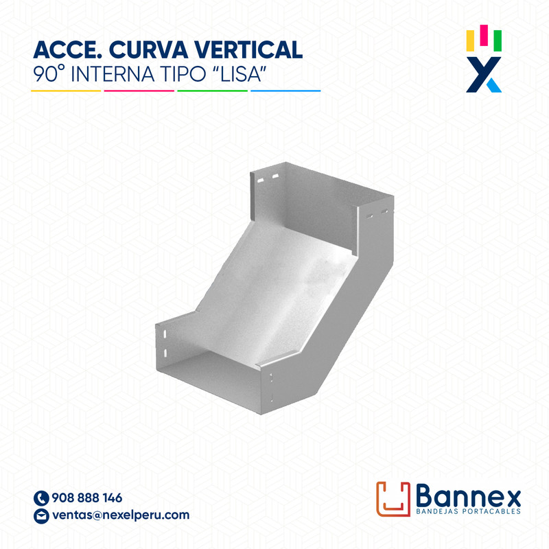 CURVA VERTICAL INTERNA 90° GALV. TIPO "LISA" 400x100MM 2MM C/TAPA INC. UNION BANNEX