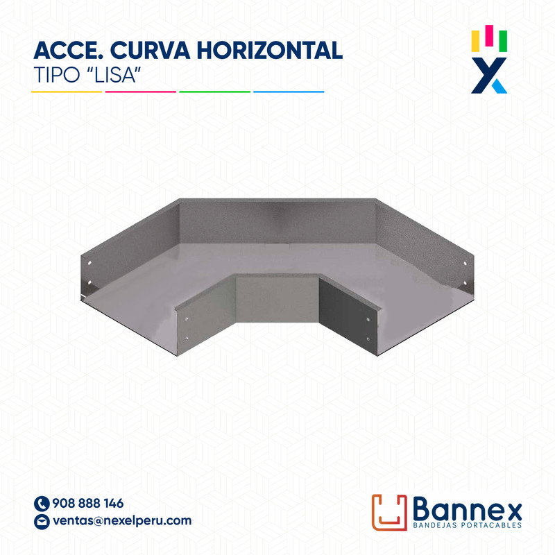 CURVA HORIZONTAL 90° GALV. TIPO "LISA" 100x100MM 1.2MM S/TAPA INC. UNION BANNEX