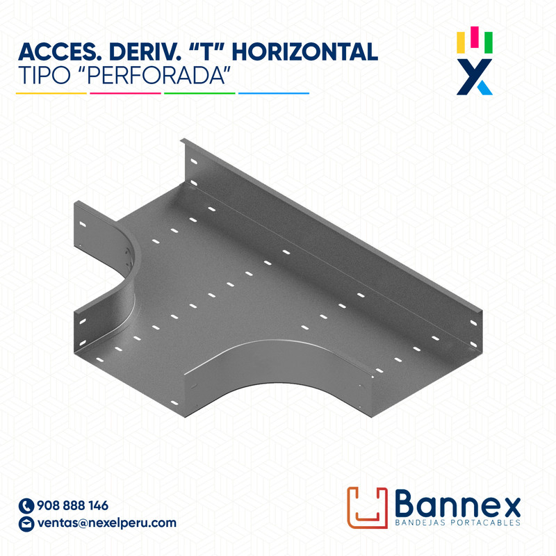 ACCES. DERIV. "T" HORIZONTAL  TIPO "PERFORADA" 250x60MM 2MM S/TAPA INC. UNION BANNEX