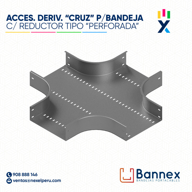 ACCES. DERIV. "CRUZ" C/ REDUCTOR TIPO "PERFORADA" 150x60MM 1.2MM C/TAPA INC. UNION BANNEX
