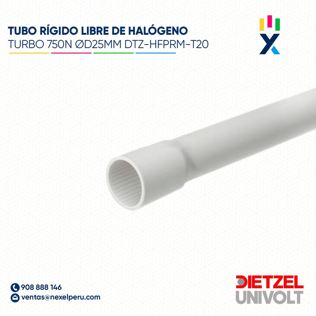 TUBO RÍGIDO LIBRE DE HALÓGENO TURBO 750N ØD25MM DTZ-HFPRM-T20 DIETZEL UNIVOLT