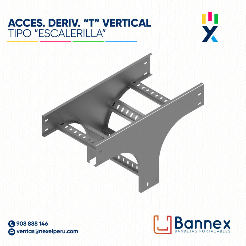 ACCES. DERIV. "T" VERTICAL  TIPO "ESCALERILLA" 250x60MM 1.2MM S/TAPA INC. UNION BANNEX