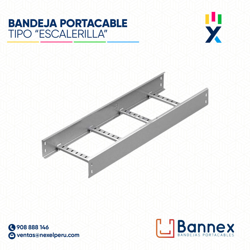 BANDEJA MET. GALV. PORTACABLE TIPO "ESCALERILLA" 350x60x2400MM 2MM S/TAPA INC. UNION BANNEX