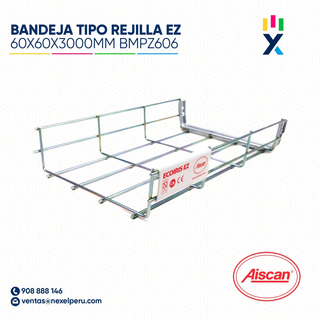 BANDEJA PORTACABLE TIPO REJILLA EZ 60X60X3000MM BMPZ606 AISCAN