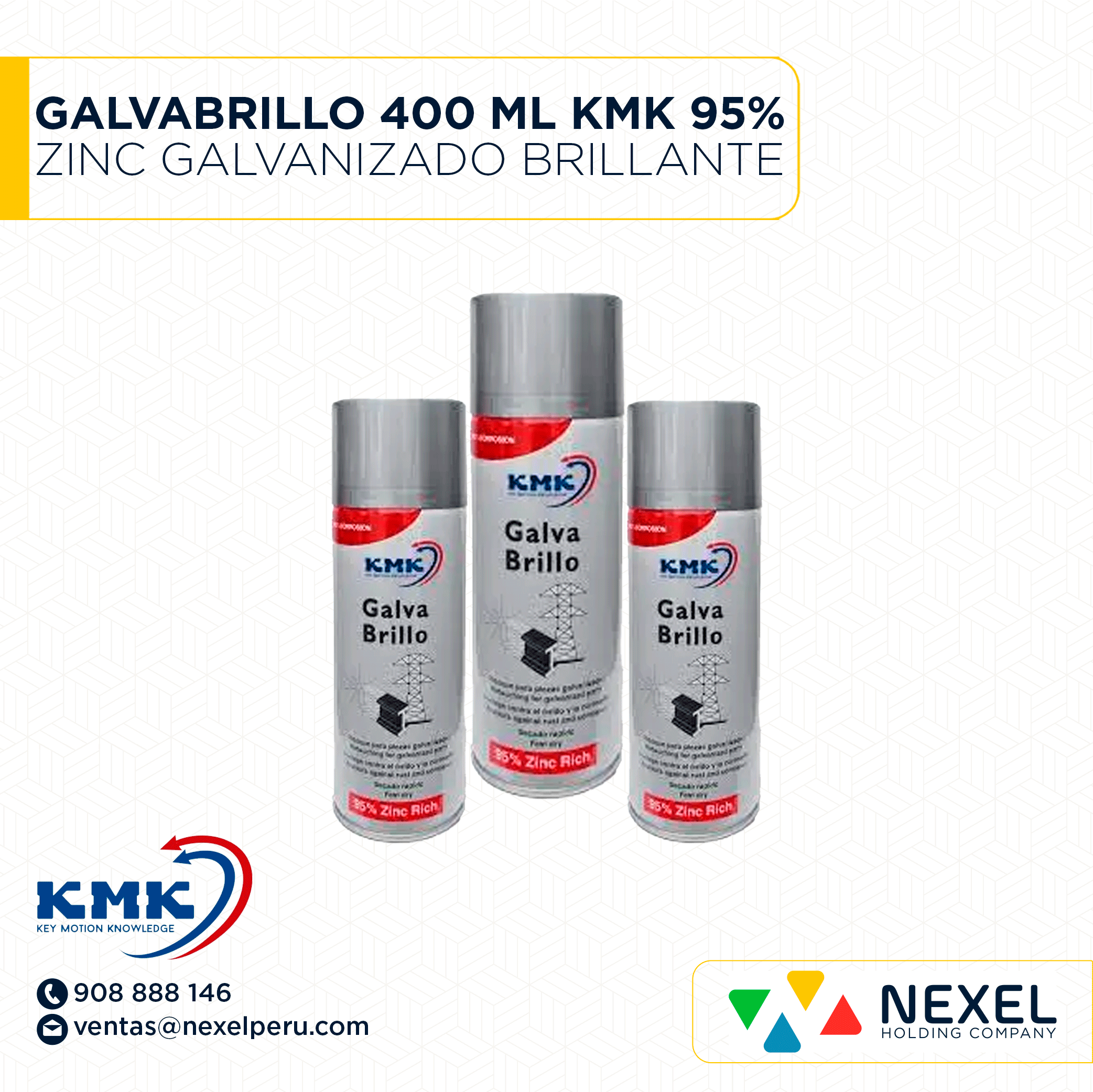 GALVABRILLO 400 ML KMK 95% ZINC GALVANIZADO BRILLANTE IND KMK