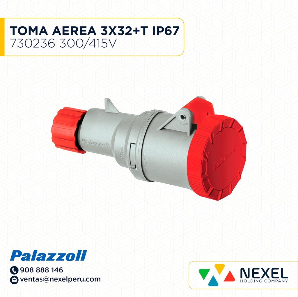 TOMA AEREA 3X32+T IP67 730236 300/415V PALAZZOLI