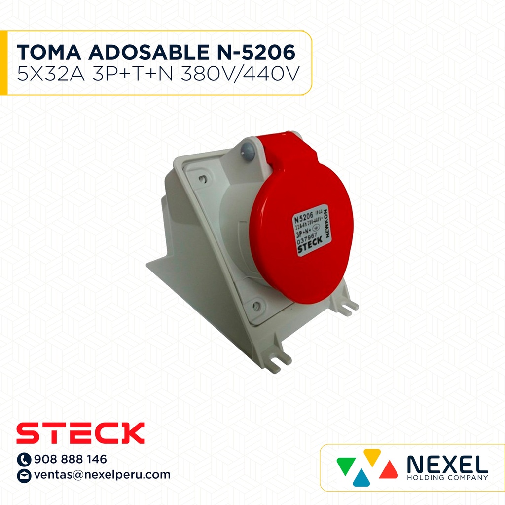 TOMA ADOSABLE N-5206 5X32A 3P+T+N 380V/440V IP44 NEWKON STECK