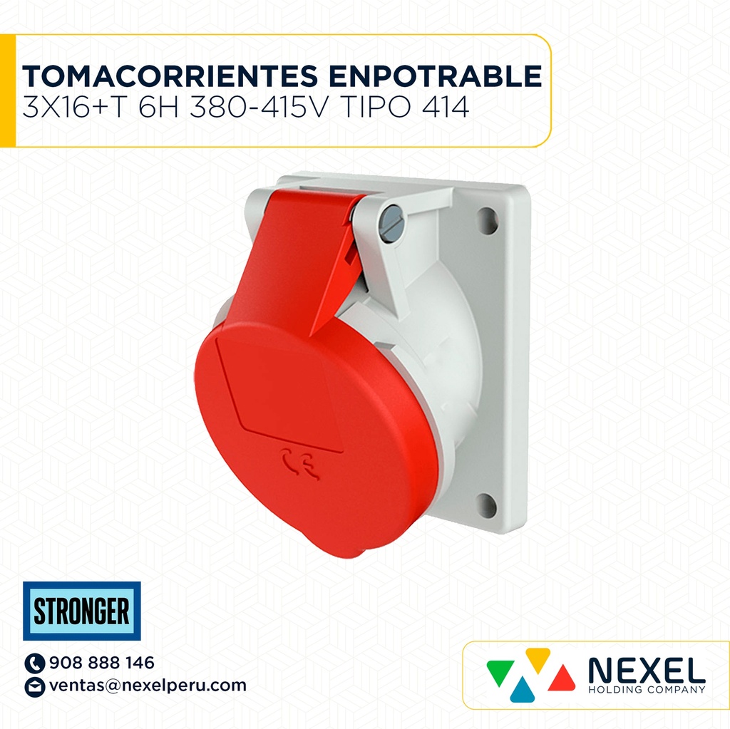 TOMACORRIENTES ENPOTRABLE 3X16+T 6H 380-415V TIPO 414 ROJO STRONGER