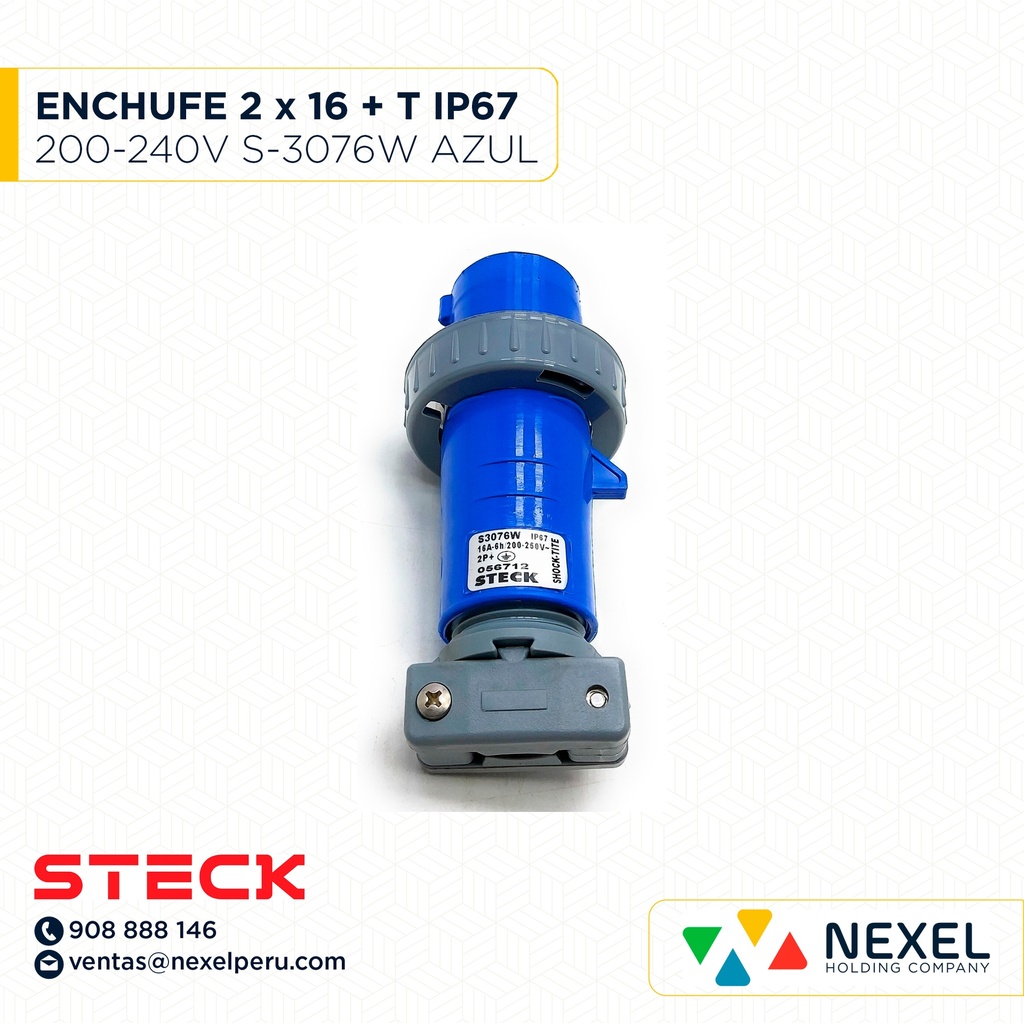 ENCHUFE 2X16+T IP67 220-240V S-3076W STECK