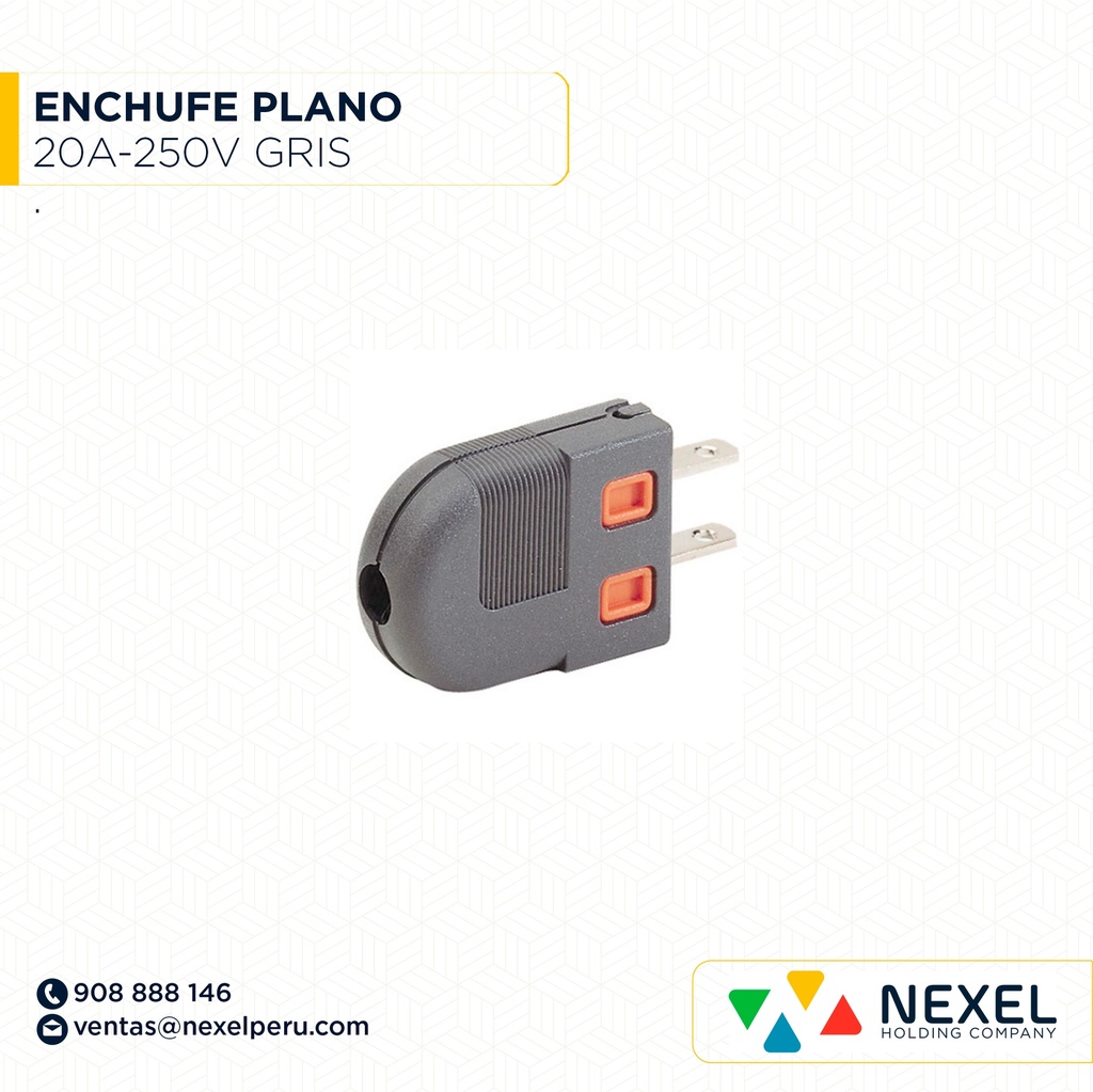 ENCHUFE PLANO 20A-250V GRIS STANDARD