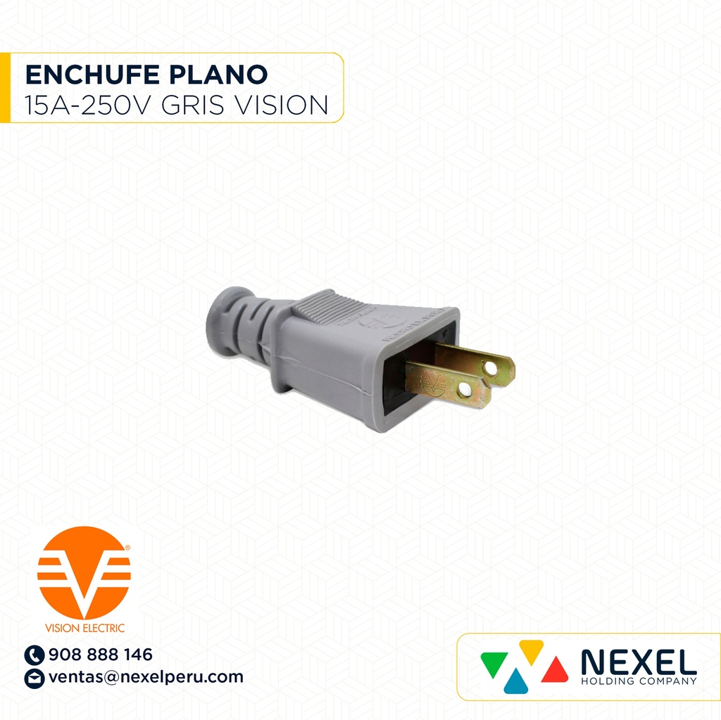 ENCHUFE PLANO 15A-250V GRIS VISION ELECTRIC