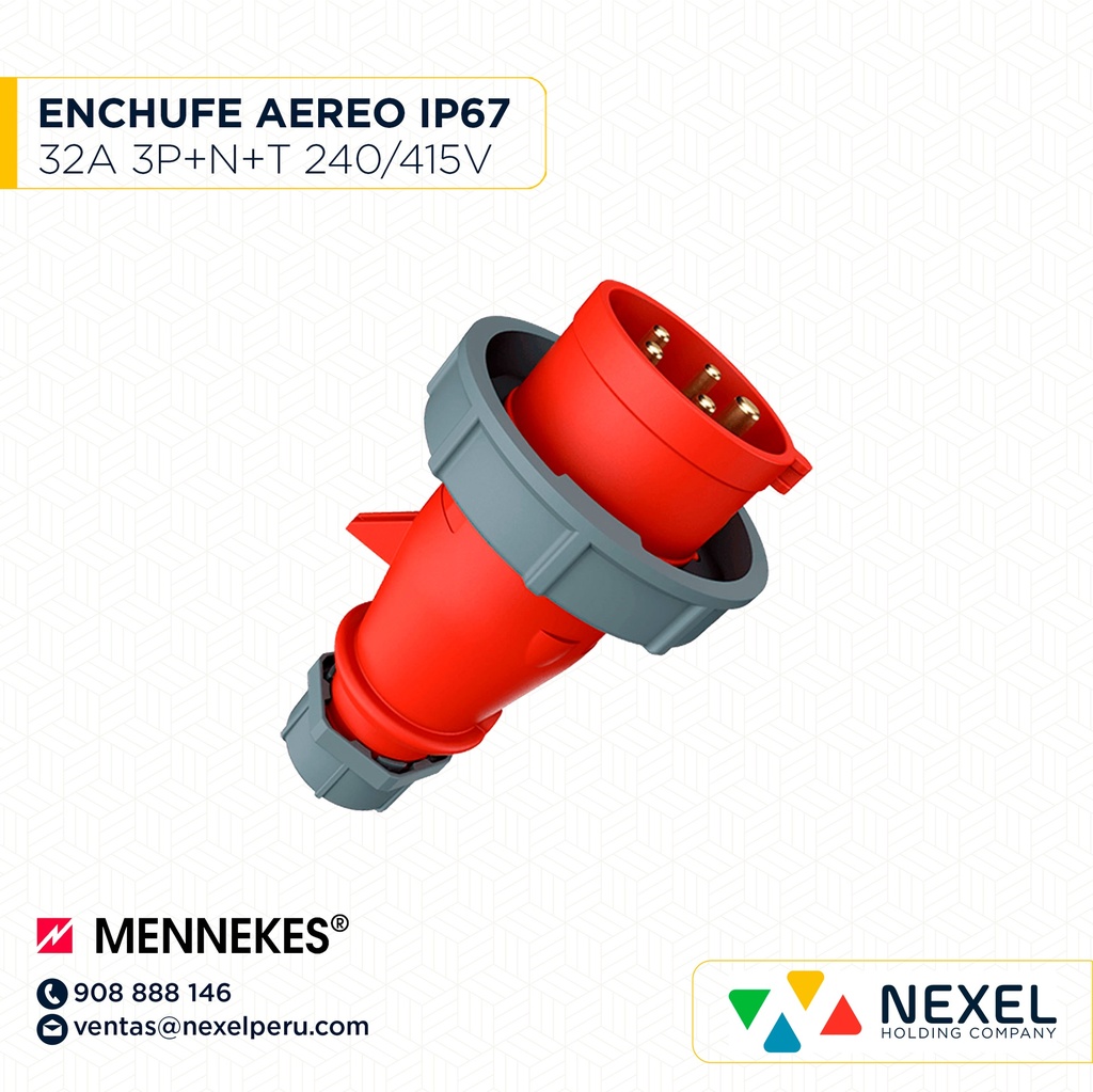 ENCHUFE AEREO 32A 3P+N+T 240/415V IP67 TYP:300 MENNEKES