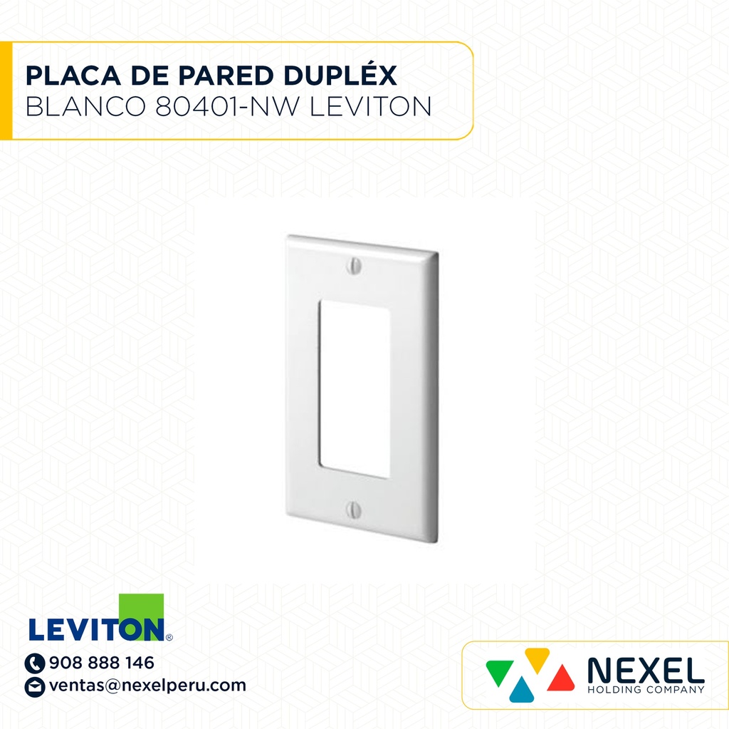 PLACA DE PARED DÚPLEX NYLON TERMOPLÁSTICO BLANCO 80401-NW DECORA LEVITON
