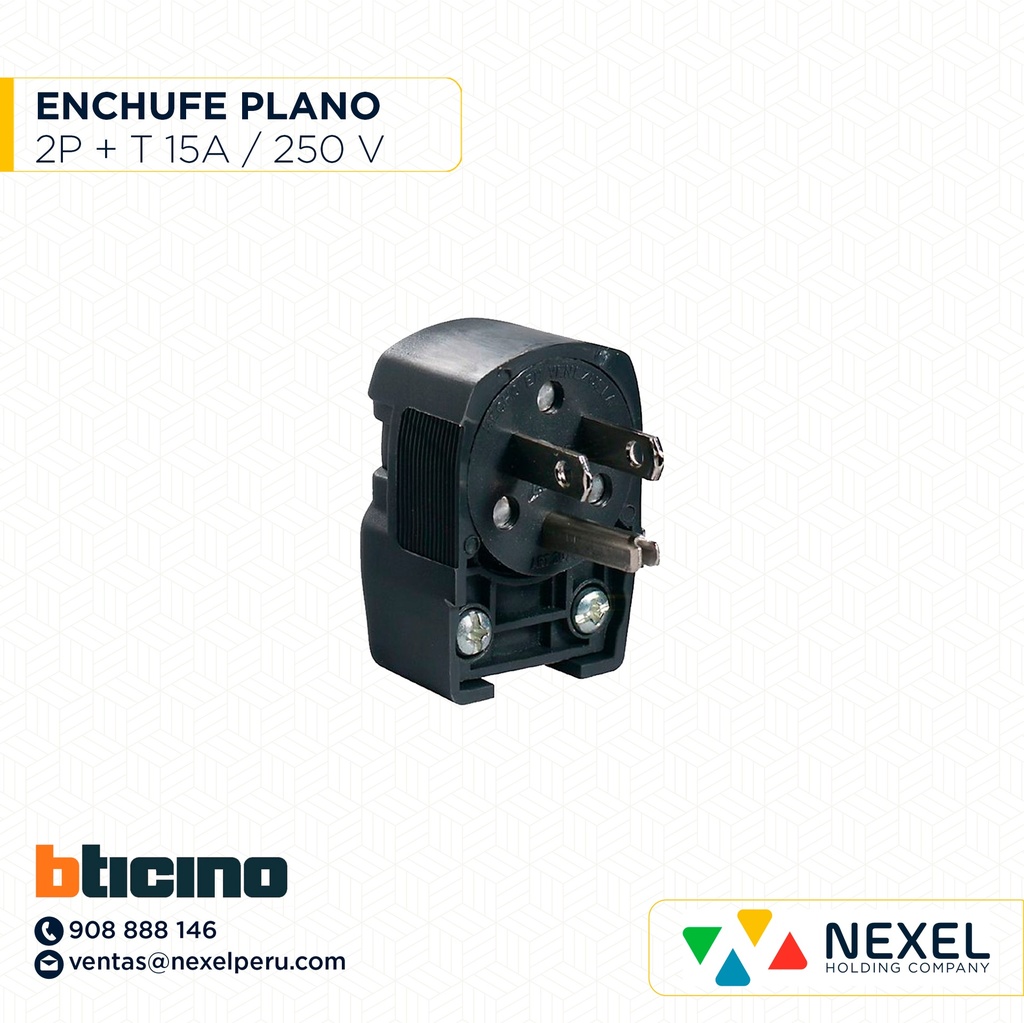 ENCHUFLE PLANO 2P + T 15A / 250V BTICINO