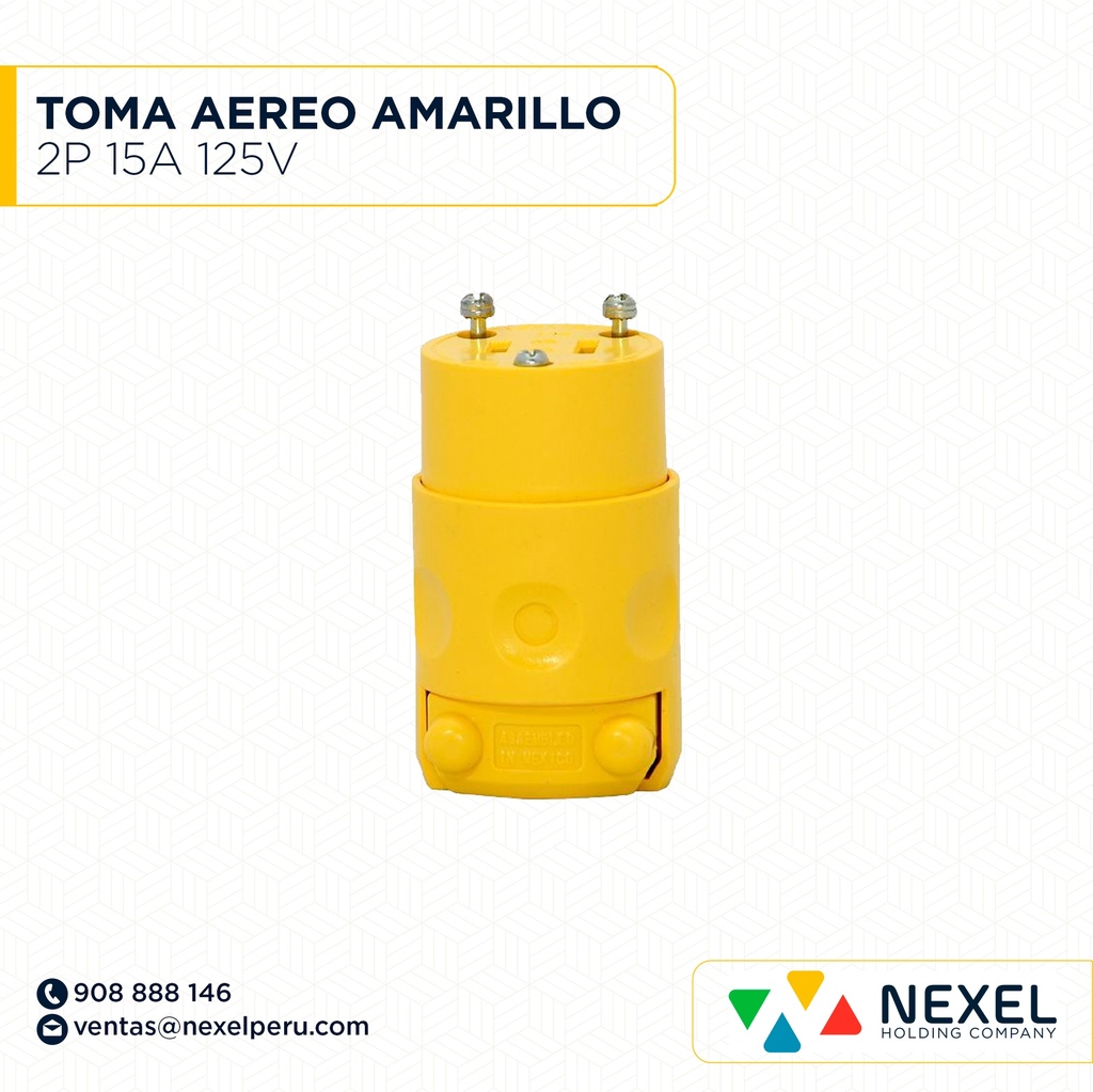 TOMA AEREO 2P 15A 125V AMARILLO IMPORTADO