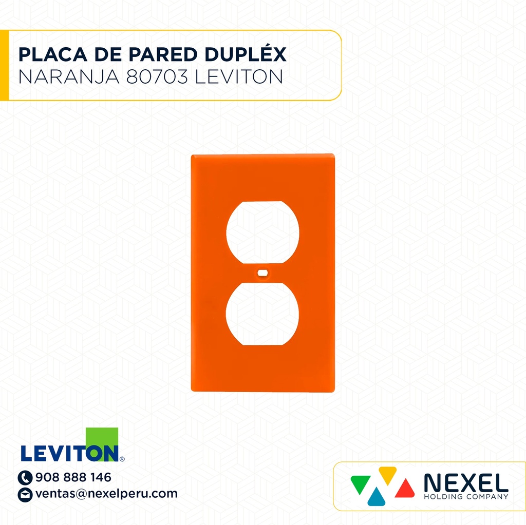 PLACA DE PARED DÚPLEX NYLON TERMOPLÁSTICO NARANJA 80703 LEVITON