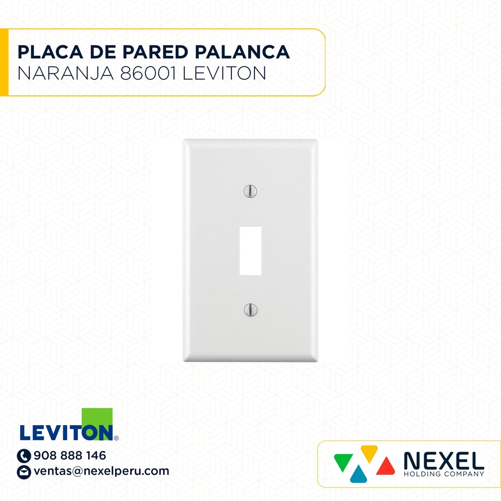 PLACA DE PARED PARA INTERRUPTORES DE PALANCA DE 1 UNIDAD MARFIL 86001 LEVITON