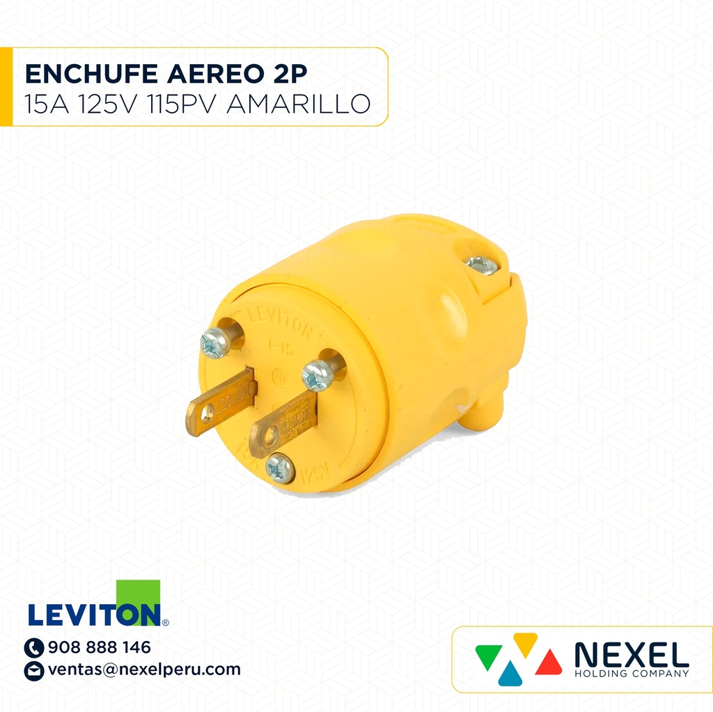 ENCHUFE AEREO 2P 15A 125V 115PV AMARILLO LEVITON