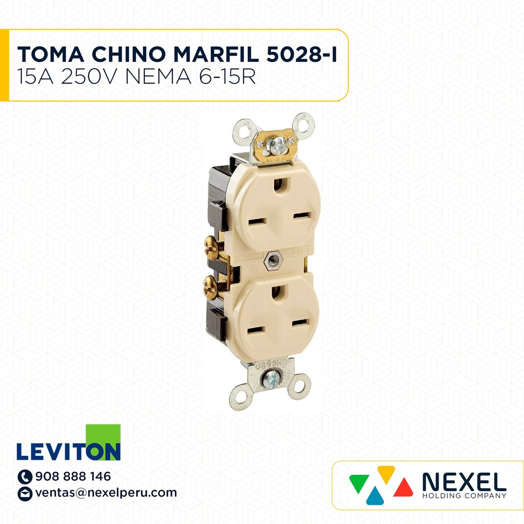 TOMA CHINO MARFIL 5028-I 15A 250V NEMA 6-15R LEVITON