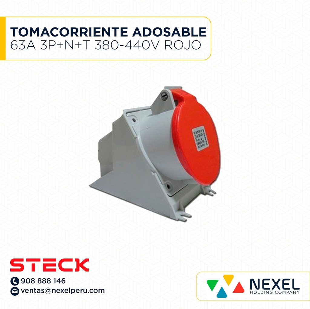 OUT- TOMACORRIENTE ADOSABLE 63A 3P+N+T 380-440V ROJO 6H IP67 / S-5506W STECK