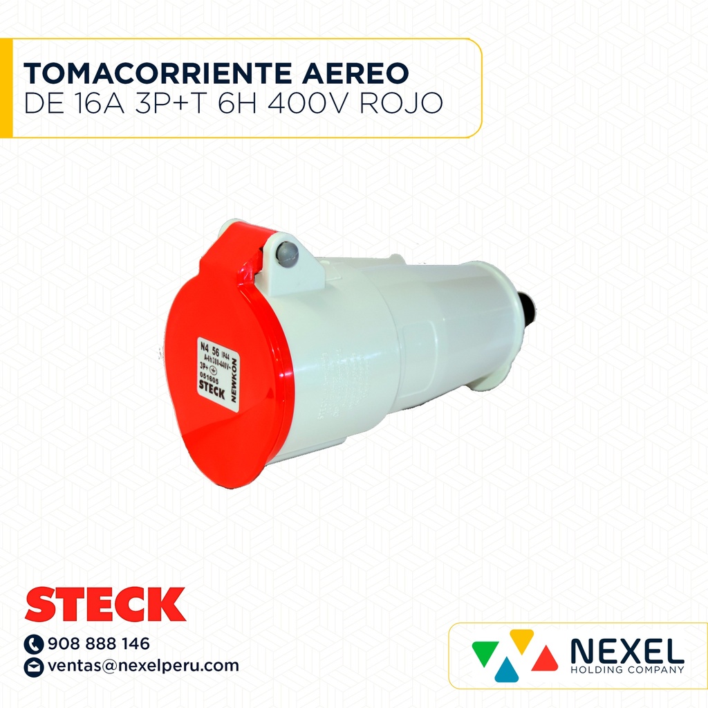 OUT- TOMACORRIENTE AEREO DE 16A 3P+T 6H 400V ROJO IP44 / N-4056 STECK