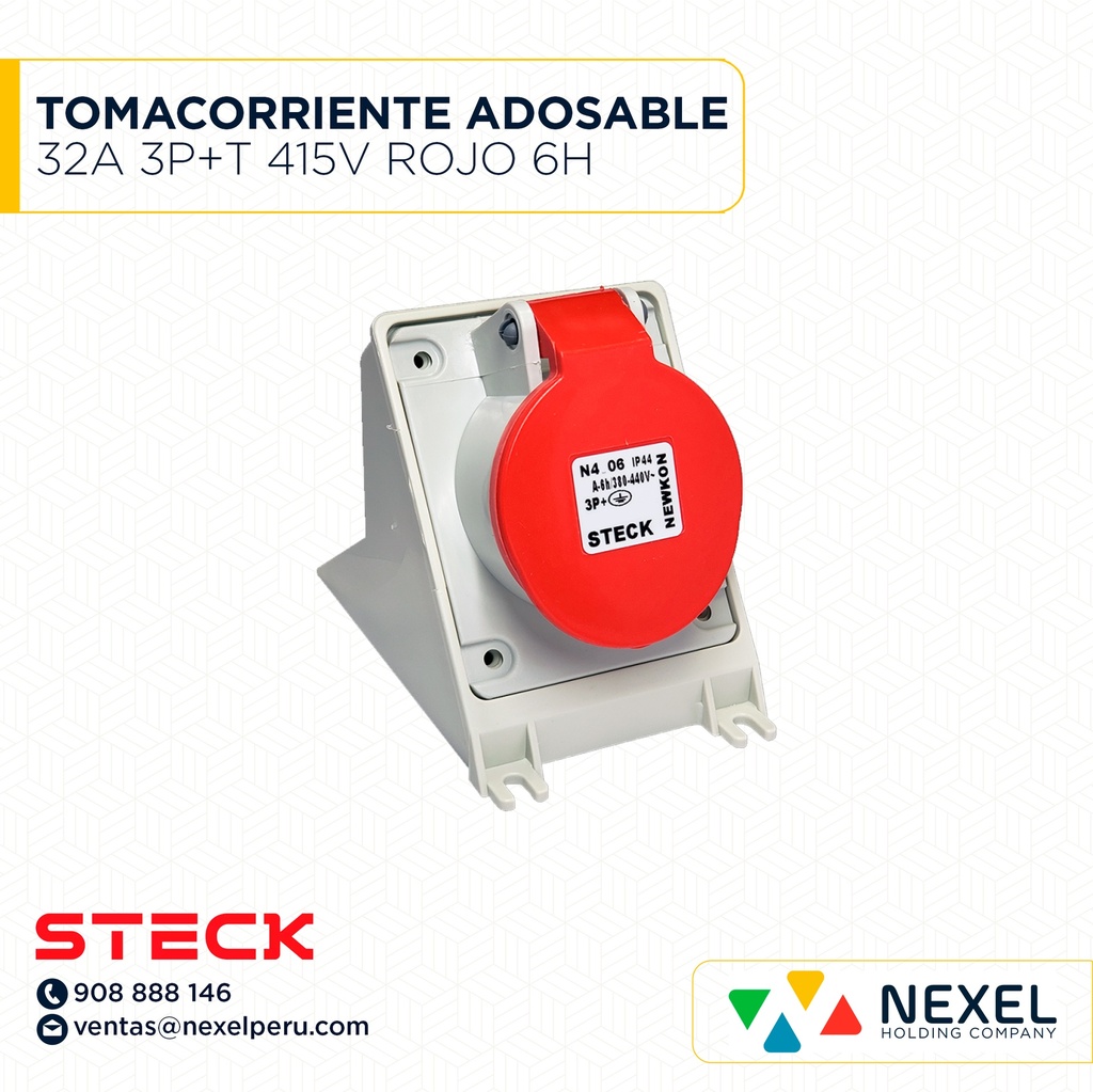 TOMACORRIENTE ADOSABLE 32A 3P+T 415V ROJO 6H IP44 / N-4206 STECK