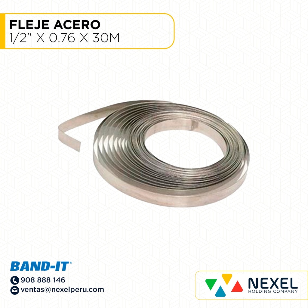 FLEJE ACERO 1/2" X 0.76 X 30M ( X METRO) BAND IT 