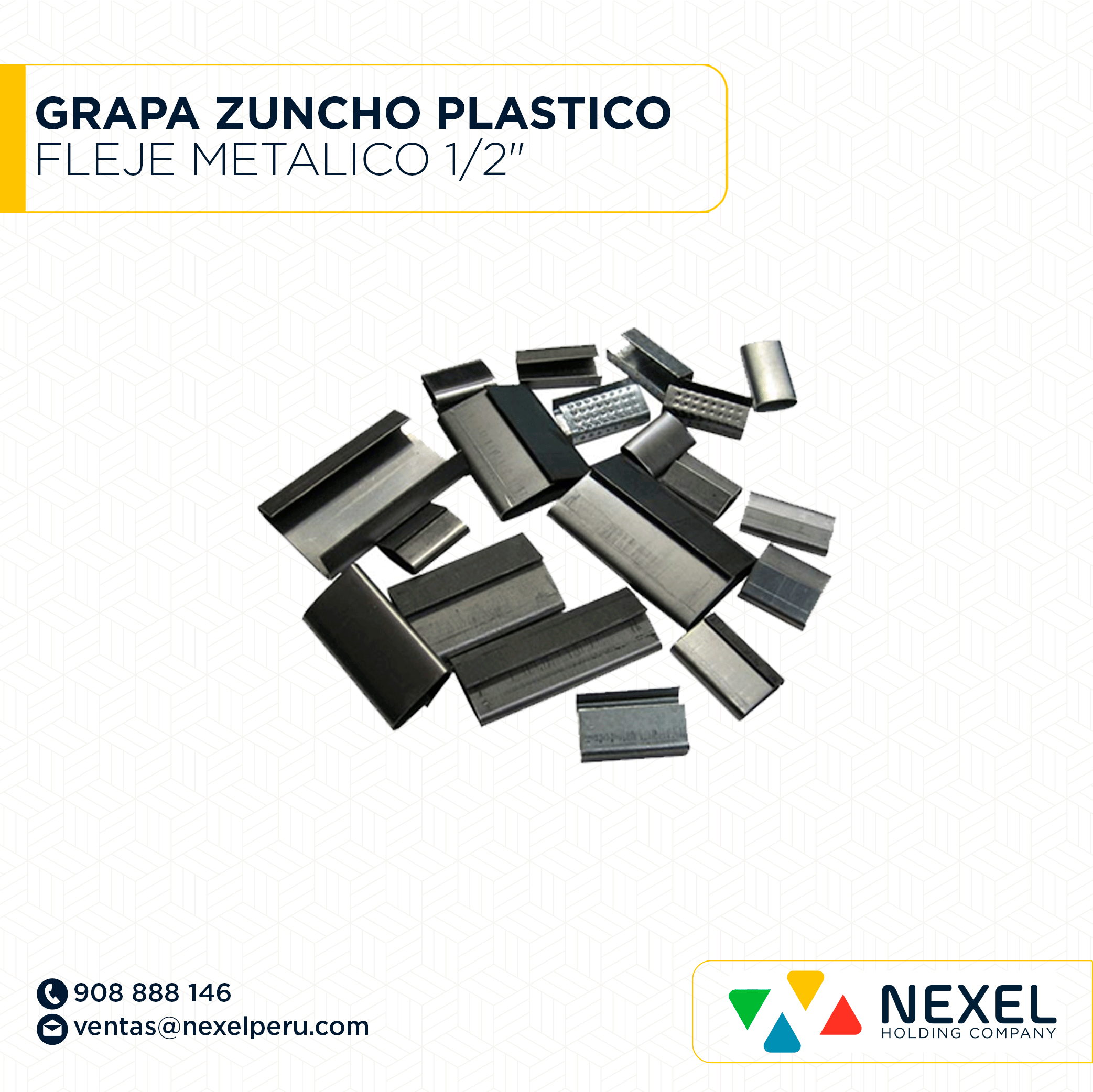 GRAPA PARA ZUNCHO PLASTICO Y FLEJE METALICO 1/2" USO EMBALAJE STANDARD