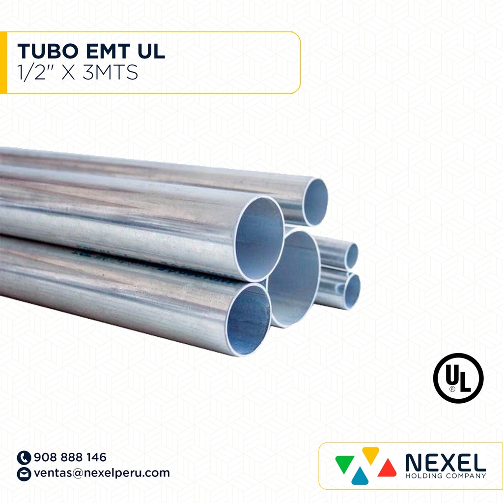 TUBO EMT 1/2" X 3MTS UL STANDARD