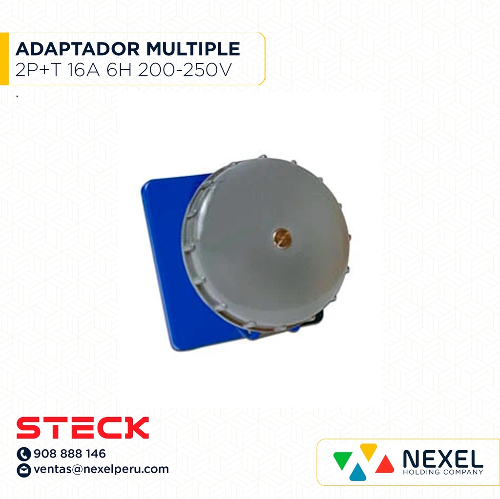 ADAPTADOR MÚLTIPLE 2P+T 16A 6H 200-250V AZUL S3046W STECK