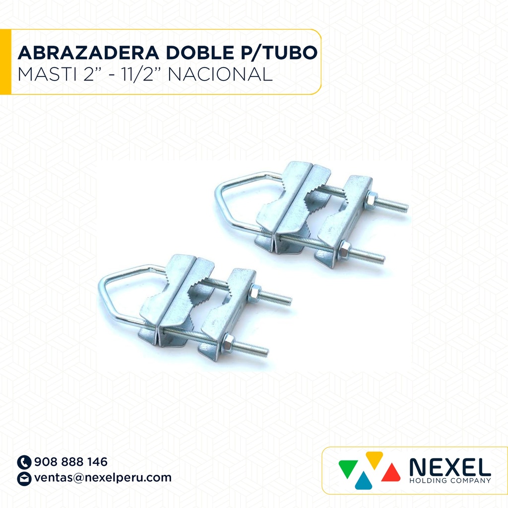 ABRAZADERA DOBLE PARA TUBO MASTIL 2"- 11/2" NACIONAL