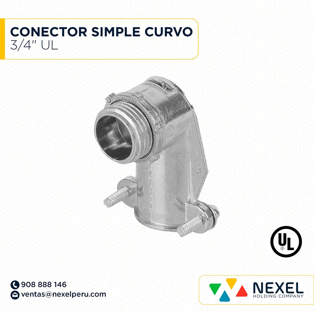 CONECTOR SIMPLE CURVO 3/4" UL STANDARD