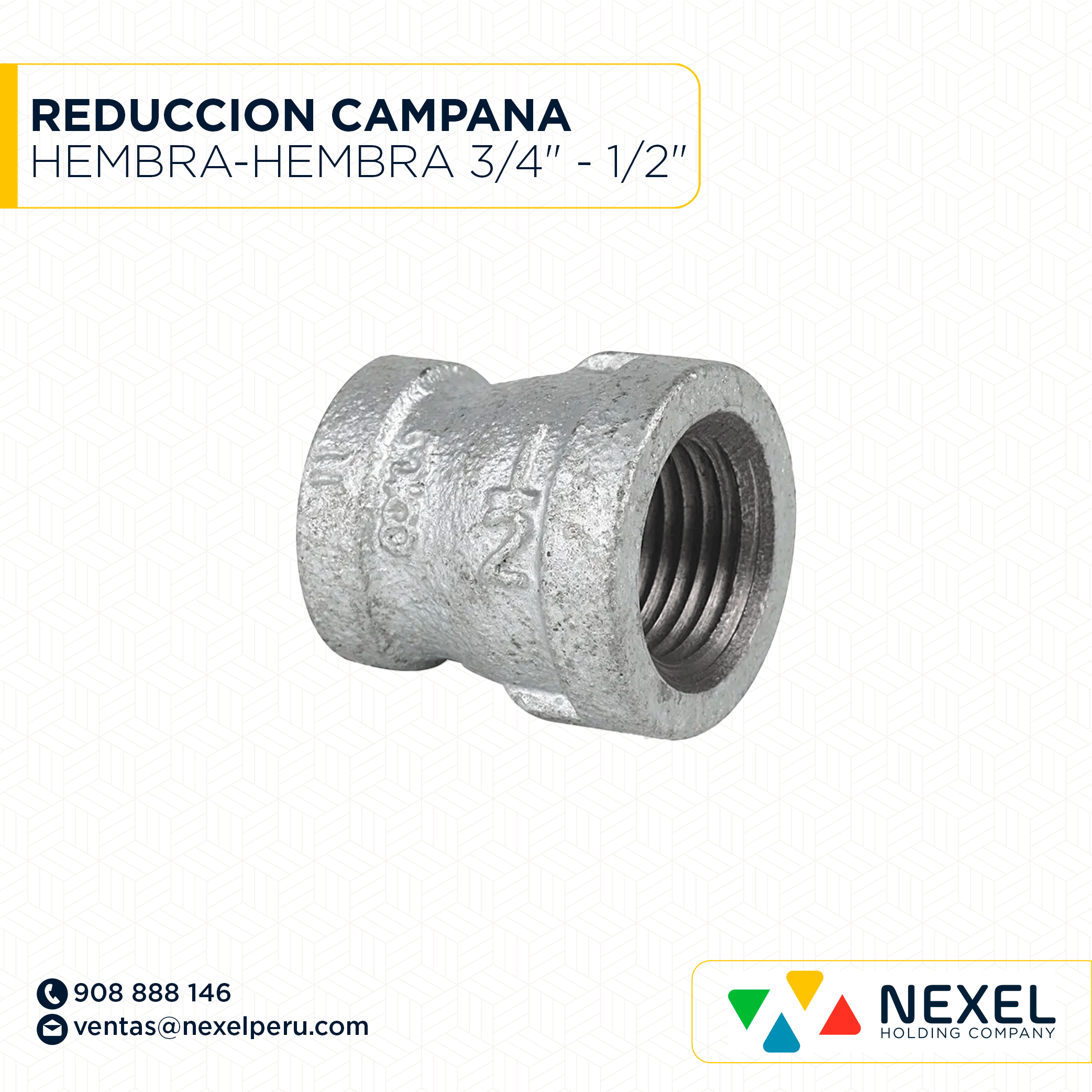 REDUCCION CAMPANA HEMBRA-HEMBRA 3/4" - 1/2" STANDARD