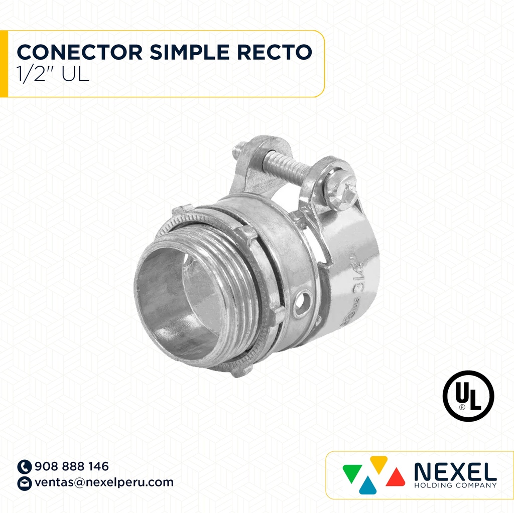 CONECTOR SIMPLE RECTO 1/2" UL STANDARD