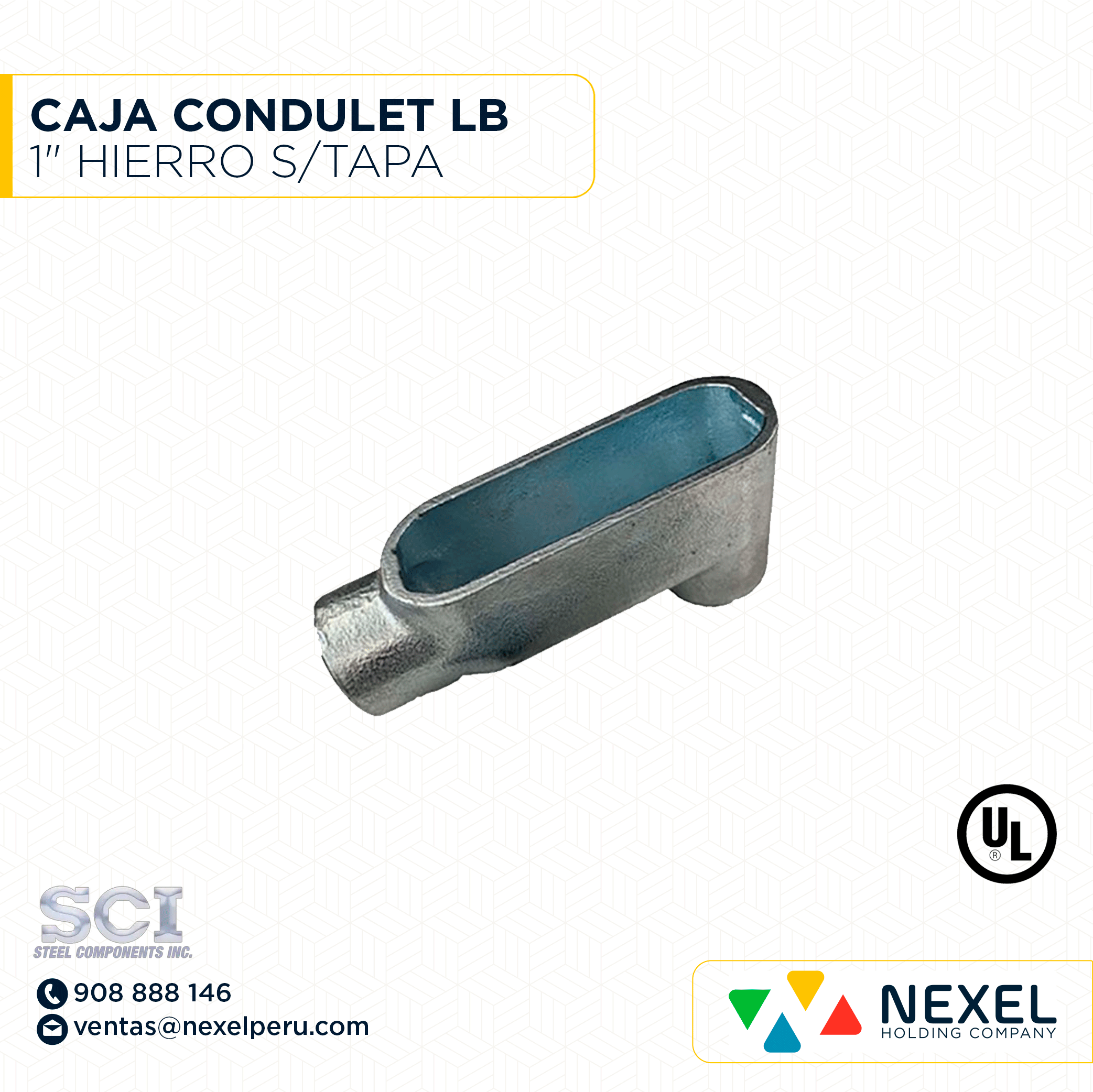 CAJA CONDULET LB 1" HIERRO S/TAPA SCI