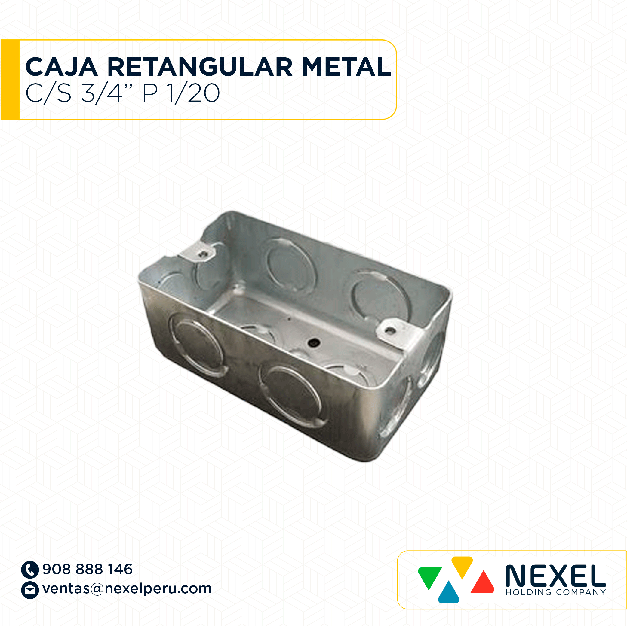 CAJA RECTANGULAR METAL C/S 3/4" P 1/20 NACIONAL