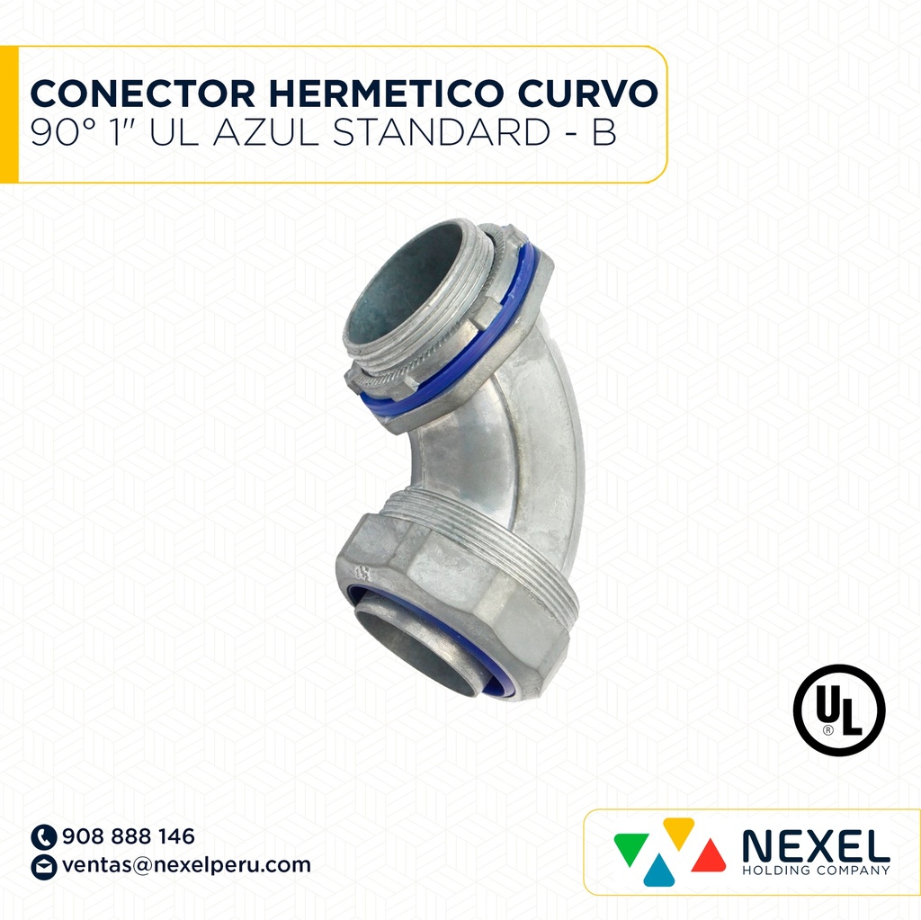 CONECTOR HERMETICO CURVO 90° 1" UL AZUL STANDARD - B