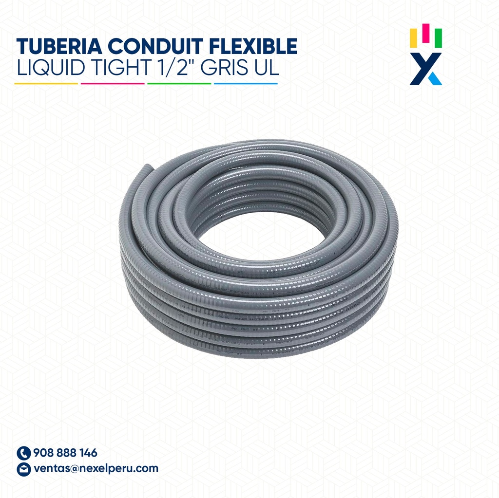 TUBERIA CONDUIT FLEXIBLE LIQUID TIGHT 1/2" GRIS UL STANDARD