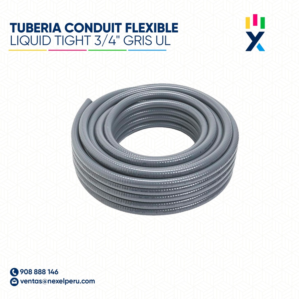 OUT -TUBERIA CONDUIT FLEXIBLE LIQUID TIGHT 3/4" GRIS UL STANDARD