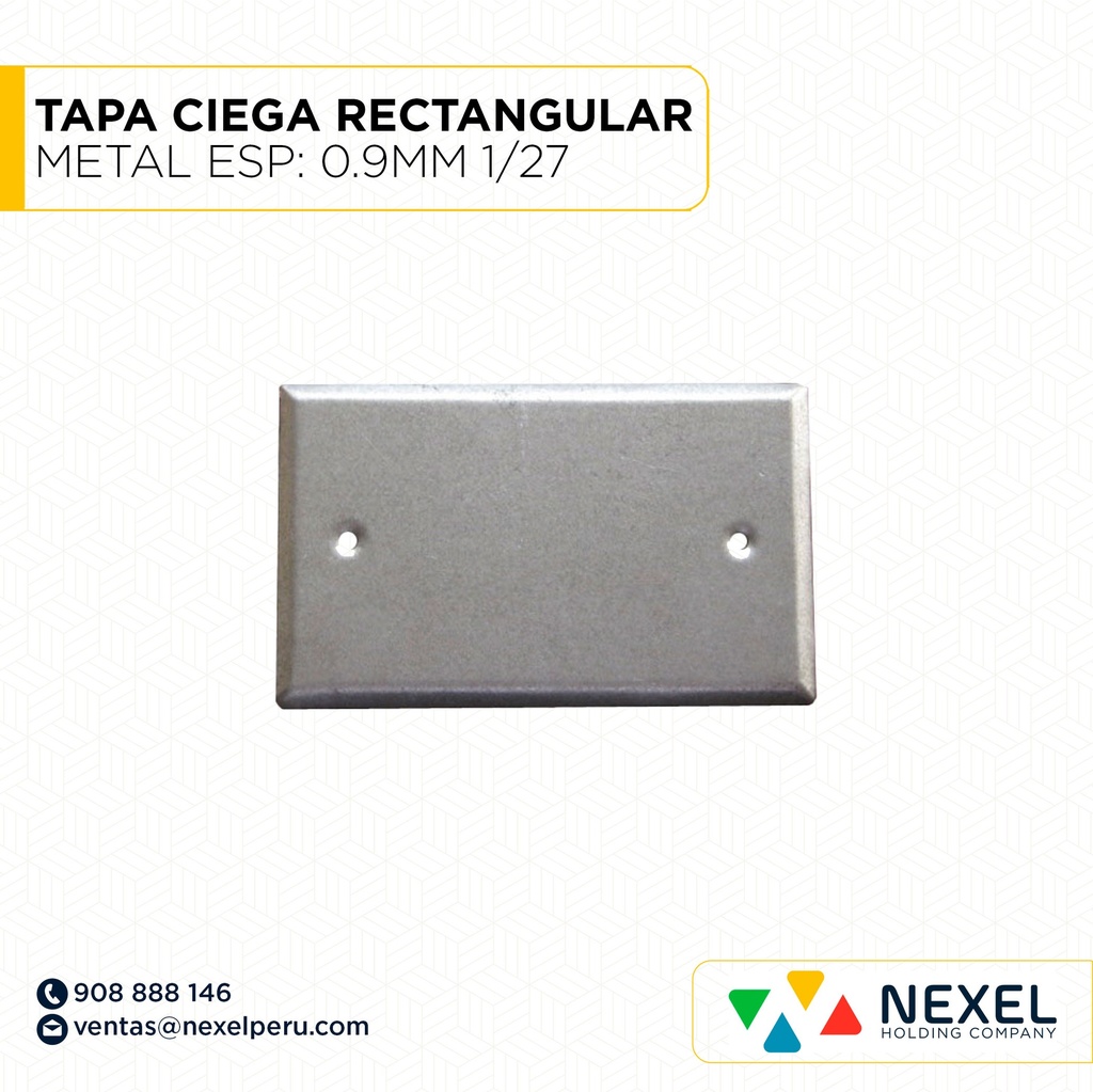 TAPA CIEGA RECTANGULAR METAL ESP: 0.9MM 1/27 NACIONAL